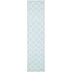Morocco Light Blue/ Ivory Dhurrie Wool Rug (2'6 x 12')