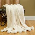 Pom Pom Faux Seal Fur Throw