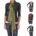 Adi Designs Women's Floral and Bubble Print Fringed Scarf