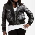 United Face Women's Casual Zip-up Leather Bomber Jacket