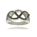 Finesque Silver Overlay Diamond Accent Black and White Eternity Ring