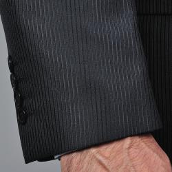 Carlo Lusso Men's Black Tonal Stripes 3-piece Suit