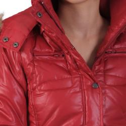 Ci Sono by Journee Junior's Faux Fur Trim Hooded Bubble Jacket