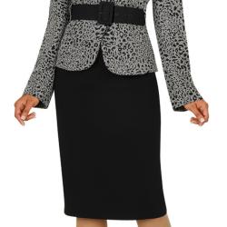 Divine Apparel Belted Animal Print Skirt Suit