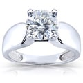 14k White Gold Round-cut Moissanite Solitaire Ring