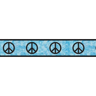 Sweet JoJo Designs Turquoise Groovy Peace Sign Tie Dye Wall Border