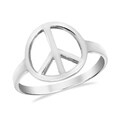 Silver Shiny Peace Sign 'No War' Ring (Thailand)