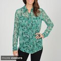 Grace Elements Women's Snake Skin Print Button-down Top