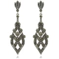 Gem Jolie Silver Overlay Marcasite Art Deco Dangle Earrings