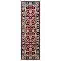 Indo Hand-tufted Mahal Red/ Black Wool Rug (2'6 x 8')