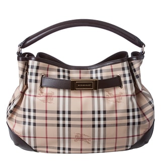 Burberry 'Willenmore' Medium Haymarket Leather Trim Hobo Bag