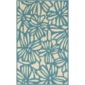 Hand-hooked Blue Jay Flowers Blue Indoor/Outdoor Rug (5' x 7'6)