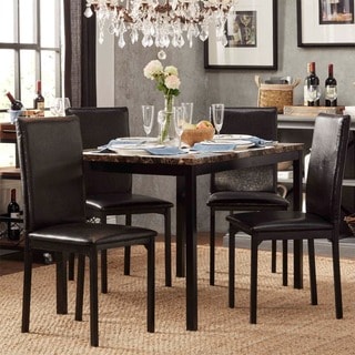 Darcy Faux Marble Top Black Metal 5-piece Casual Dining Set