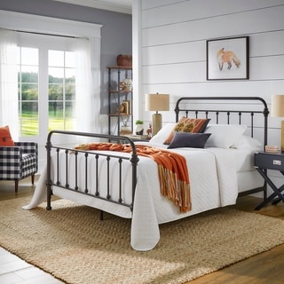 ETHAN HOME Giselle Black Graceful Lines Victorian Iron Metal Bed