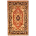 Indo Hand-knotted Heriz Red/ Navy Wool Rug (3' x 5')