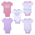 Calvin Klein Newborn Girls Printed Bodysuit Set in Pink/Purple/White