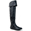 Qupid Women's Black Over-the-knee Slouchy Flat Boots