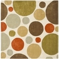 Handmade Avant-garde Bubbles Ivory Rug (5' Square)