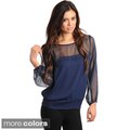 Stanzino Women's Sheer Neckline Blouse