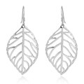 Pretty Outline Leaf Sterling Silver Dangle Earrings (Thailand)