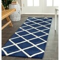 Handmade Moroccan Dark Blue Wool Rug (2'3 x 7')