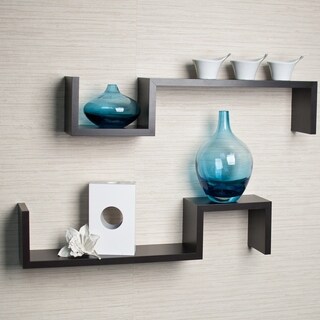 Laminated Espresso 'S' Wall Mount Shelves (Set of 2)