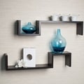 Laminated Espresso 'S' Wall Mount Shelves (Set of 2)