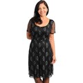 Stanzino Women's Plus Size Black Floral Print Low-back Sheath Dress