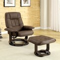 Chocolate Leatherette Swivel Recliner with Ottoman Set