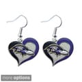 NFL Team Logo Silvertone Heart-shaped Earrings