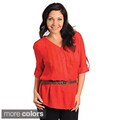 Stanzino Women's Plus Size Pleated Front Belted Blouse