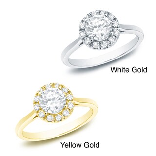 14k Gold 1/2ct TDW Round Diamond Halo Engagement Ring (H-I, SI1-SI2)