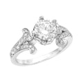 Silver Moissanite/ CZ and 1/4ct TDW Diamond Engagement Ring (G, SI1)