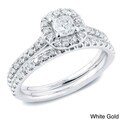 14k Gold 1ct TDW Cushion Diamond Halo Bridal Ring Set (H-I, SI1-SI2)