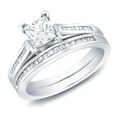 Auriya 14k Gold 1 1/2ct TDW Certified Princess Diamond Bridal Ring Set (H-I, SI1-SI2)