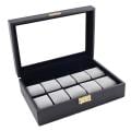 Classic Black Leatherette Watch Case Display Box