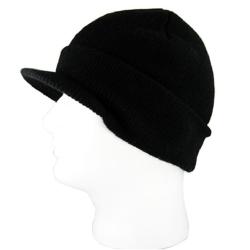 H2W Black Stretch Knit Unisex Visor Beanie
