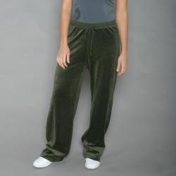 Ellen Tracy Women's Olive Velour Track Pants