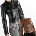 United Face Women's Lambskin Moto Scuba Leather Jacket