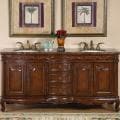 Silkroad Exclusive Stone Counter Top Double Sink Cabinet 72-inch Bathroom Vanity