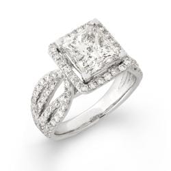 14k White Gold 4 2/5ct TDW Princess-cut Diamond Engagement Ring (H, I1)