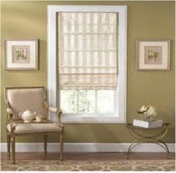 Cordless Off-white Striped Fabric Roman Shade (27in x 72in)