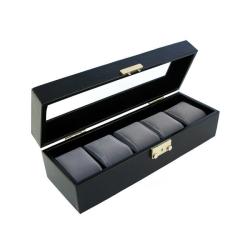 Classic Black Leatherette Glass Top Watch Case Display Box