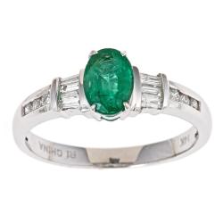 D'Yach 14k White Gold Zambian Emerald and 1/5ct TDW Diamond Ring (G-H, I1-I2)