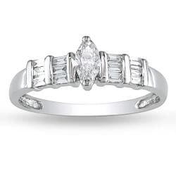 Miadora 14k White Gold 3/8ct TDW Marquise Diamond Ring (G-H, I1-I2)
