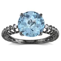 Miadora Silver Blue Topaz and Diamond Accent Ring