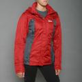 First Down Women's Red Two-tone Hooded Tech Jacket