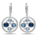 Miadora 14k White Gold 3 5/8 ct TGW Multi Topaz 3/4 ct TDW Earrings (G-H, SI1)