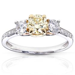 14k Gold 1 ct TDW Certified Yellow and White Diamond Ring (G-H, I1)