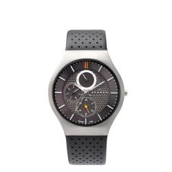 Skagen Men's Grey Multifunction Leather Watch